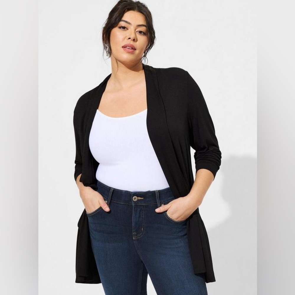 NWT Torrid Super Soft Cardigan Straight Front, Size 0 (L/12), Black - Picture 3 of 10